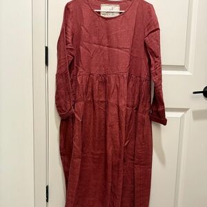 Not Perfect Linen Linen loose dress EMILIE with long sleeves in MIDI length